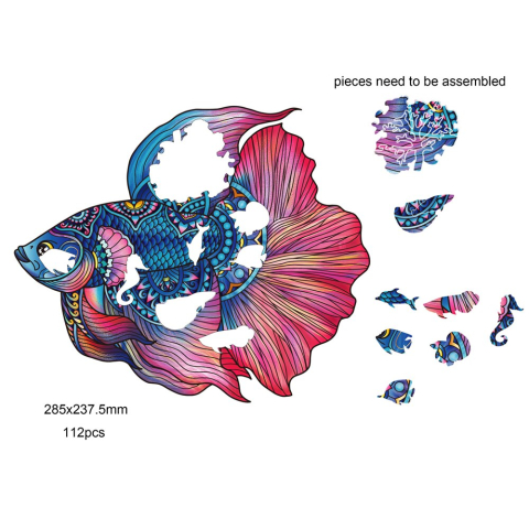 Oktató játékok - Puzzle din lemn multicolorat - Peste luptator, 112 piese