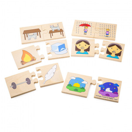 Oktató játékok - BIGJIGS Toys-Puzzle din lemn - Notiuni opuse