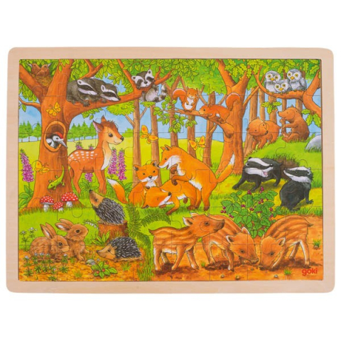 Jucarii educative - Goki-Puzzle Din Lemn Pui De Animale Salbatice