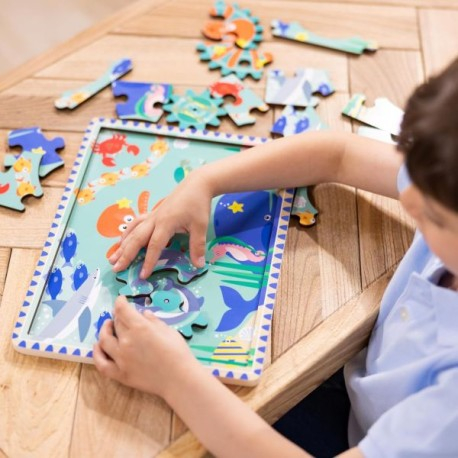Melissa & Doug-Puzzle educativ din lemn, cu rotite dintate, Oceanul, 8 piese, pentru copii 3 ani+, Melissa&Doug 31003 [2]