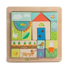 Oktató játékok - Puzzle educativ ilustratii din gradina, din lemn premium - Garden Patch Puzzle - 17 piese - Tender Leaf Toys