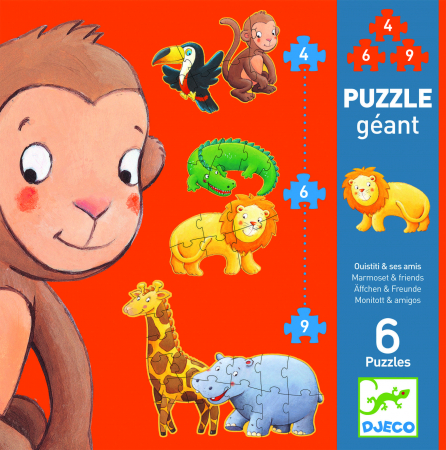 Puzzle de podea - Djeco-Puzzle-gigant-animale-salbatice