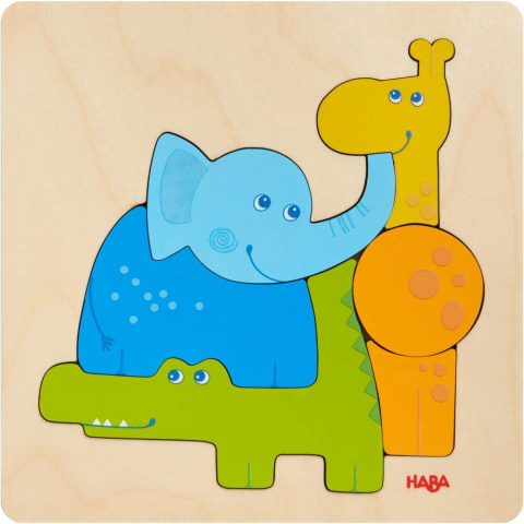 Jucarii educative - Haba-Puzzle Haba lemn Animale de la Zoo