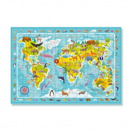 Jucarii educative - Dodo Puzzle - Harta animalelor lumii 80 piese 