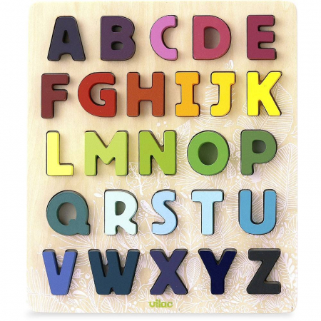 Baba kirakósok - Vilac-Puzzle-incastru-cu-litere-colorate-din-lemn
