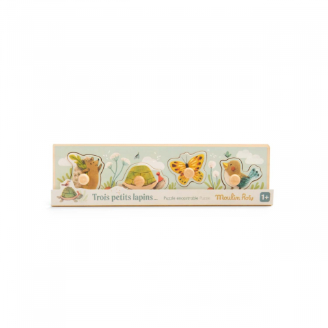 Puzzle-incastru-din-lemn-4-animale,-Moulin-Roty-Moulin-Roty