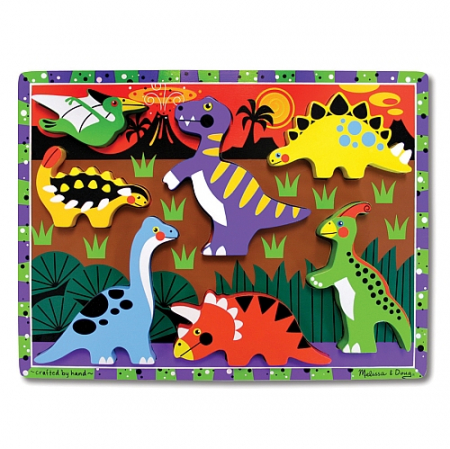 Játékok 2 éves kortól - Melissa & Doug Puzzle lemn in relief Dinozauri Melissa and Doug