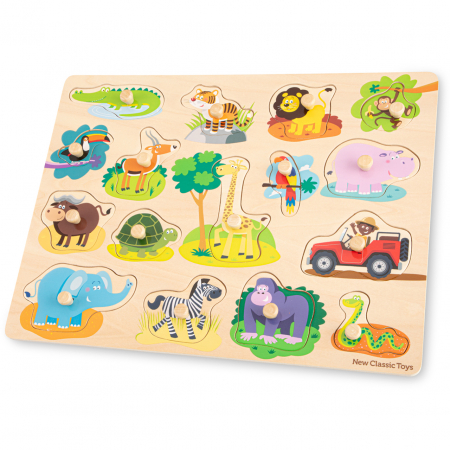 Kirakós játékok - New-Classic-Toys-Puzzle-lemn-Safari-17-piese-NEW