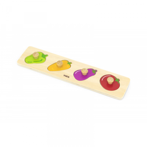 Jucarii sub 50 RON - Viga-Puzzle Montessori cu maner, Legume, Viga