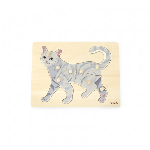 Jucarii sub 50 RON - Viga-Puzzle Montessori, Pisica, Viga