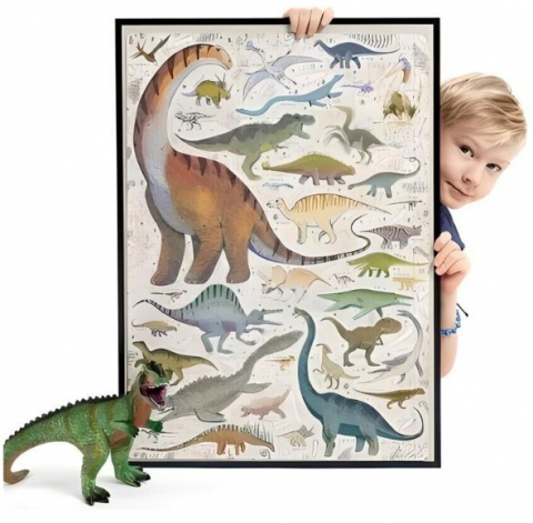 Puzzle-pentru-copii-educational,-Banana-Panda-Puzzlove-Dinosaurs,-200-piese,-specii-dinozauri,-format-mare-68-x-48-cm-BANANA-PANDA [1]