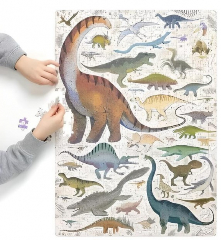 Cadouri botez - Puzzle-pentru-copii-educational,-Banana-Panda-Puzzlove-Dinosaurs,-200-piese,-specii-dinozauri,-format-mare-68-x-48-cm-BANANA-PANDA