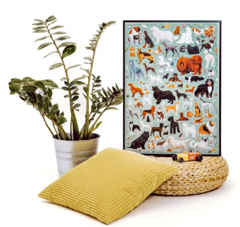 Puzzle pentru copii educational, Banana Panda Puzzlove Dogs, 100 piese, rase cunoscute de caini, format mare 68 x 48 cm [2]