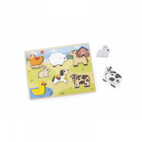 Játékok 3-5 éveseknek - Puzzle senzorial incastrat - Ferma, Viga