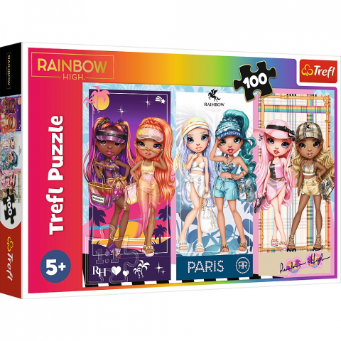 Játékok 3-5 éveseknek - Puzzle Trefl 100 Rainbow High Papusile Deosebite