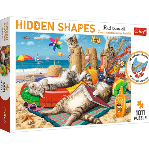 Jucarii sub 50 RON - Trefl-Puzzle Trefl 1000 Forme Ascunse Felinele Dragute