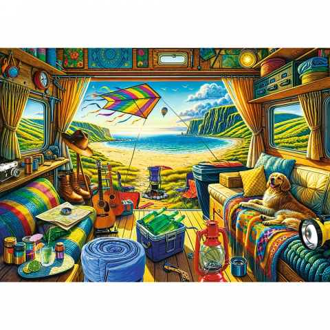 Játékok 9-12 éveseknek - Puzzle Trefl 1000 Premium Plus Tea Time Calatorie Cu Caravana