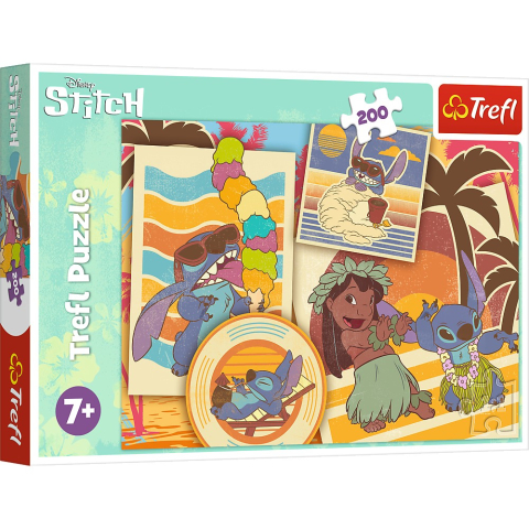 Jucarii educative - Trefl-Puzzle Trefl 200 Stitch La Plaja Cu Lilo Si Stitch