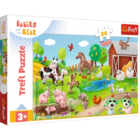 Jucarii educative - Trefl-Puzzle Trefl 24 Maxi Babies And The Bear Animale La Ferma