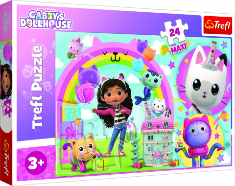 Játékok 3-5 éveseknek - Puzzle Trefl 24 Maxi Gabbys Dollhouse Casa Lui Gabby