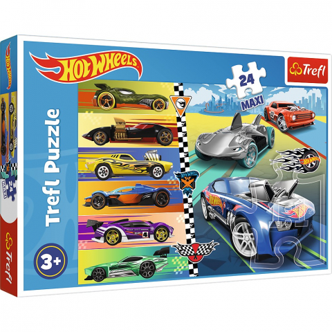 Játékok 3-5 éveseknek - Puzzle Trefl 24 Maxi Hot Wheels Masinile Deosebite