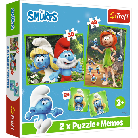 Oktató játékok - Puzzle Trefl 2In1 Memo Strumfii Si Prietenii Lui 