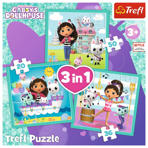 Puzzle Trefl 3In1 Gabbys Dollhouse Activitatile Lui Gabby [4]