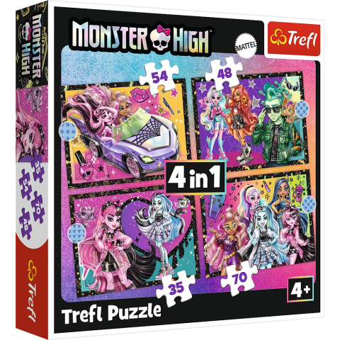 Jucarii educative - Trefl-Puzzle Trefl 4In1 Monster High O Zi Electrizanta 