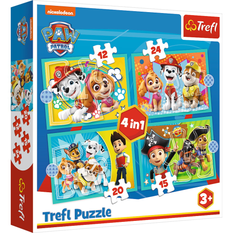 Oktató játékok - Puzzle Trefl 4In1 Patrula Catelusilor