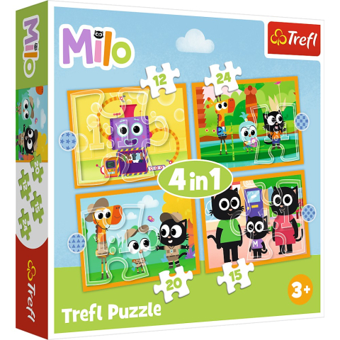 Oktató játékok - Puzzle Trefl 4In1 Planeta Milo Intalnire Cu Milo Si Prietenii