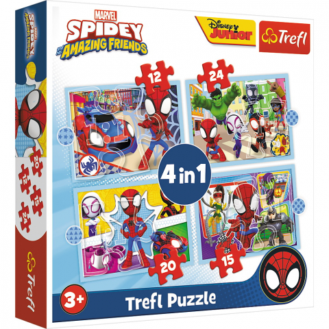 Játékok 3-5 éveseknek - Puzzle Trefl 4In1 Spiday Echipa Spiday