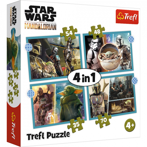 Játékok 3-5 éveseknek - Puzzle Trefl 4In1 Star Wars - Mandalorianul