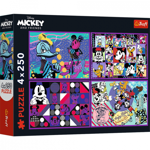 Játékok 9-12 éveseknek - Puzzle Trefl 4X250 Disney Mickey Mouse Si Prietenii
