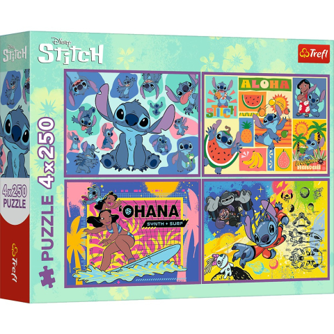 Jucarii sub 50 RON - Trefl-Puzzle Trefl 4X250 Disney Uimitorul Stitch