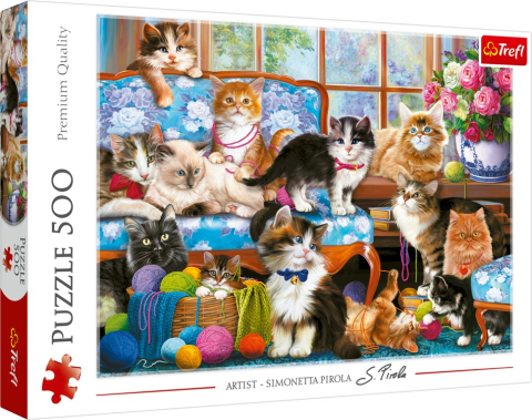 Oktató játékok - Puzzle Trefl 500 Familia De Pisicute
