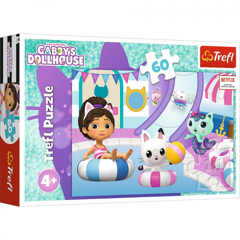 Jucarii sub 50 RON - Puzzle Trefl 60 Gabbys Dollhouse Gabby La Piscina