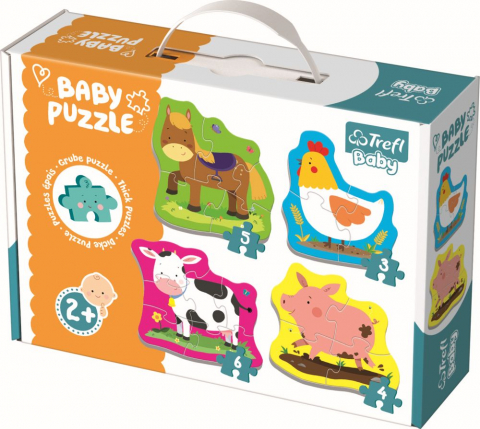 Jucarii sub 50 RON - Puzzle Trefl Baby Clasic Animale La Ferma 18 Piese