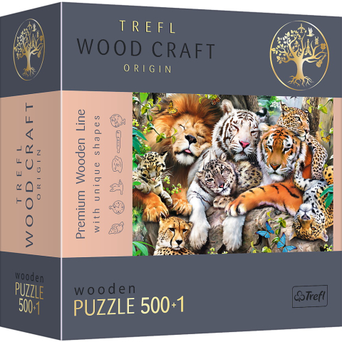 Oktató játékok - Puzzle Trefl Din Lemn 500+1 Piese Felinele Din Jungla