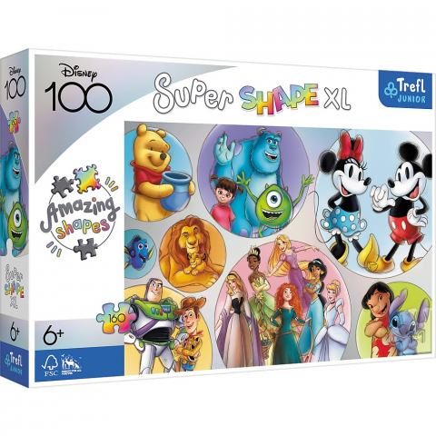 Jucarii 6-8 ani - Puzzle Trefl Primo Super Shape Xxl 160 Disney 100 Lumea Disney