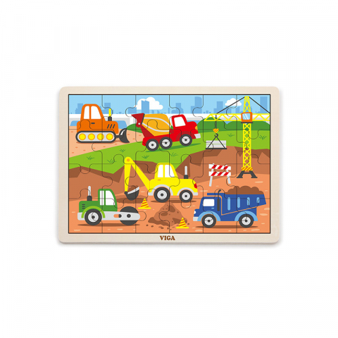 Jucarii sub 50 RON - Viga-Puzzle Vehicule pentru constructii, 24 piese, Viga