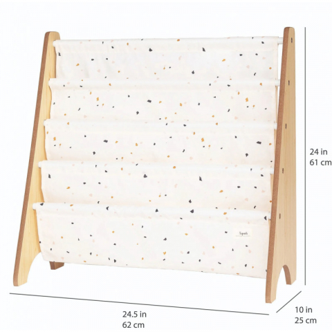 3 Sprouts-Raft organizator de carti pentru copii, material reciclat Terrazzo Cream, 3 Sprouts [3]
