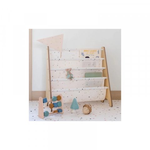 3 Sprouts-Raft organizator de carti pentru copii, material reciclat Terrazzo Cream, 3 Sprouts [4]