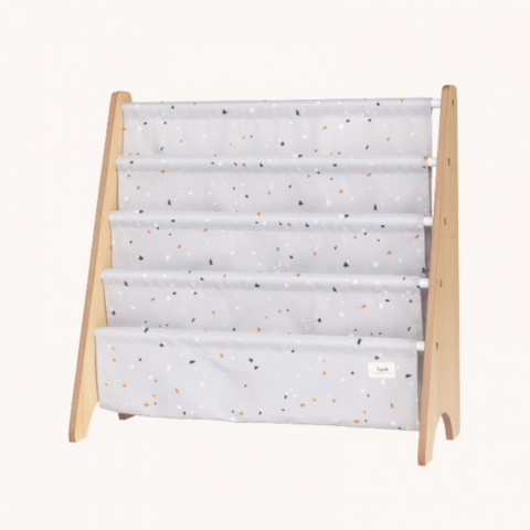 Baba kiegészítők - Raft organizator de carti pentru copii, material reciclat Terrazzo Grey, 3 Sprouts