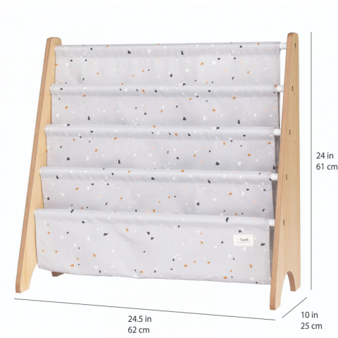 3 Sprouts-Raft organizator de carti pentru copii, material reciclat Terrazzo Grey, 3 Sprouts [4]