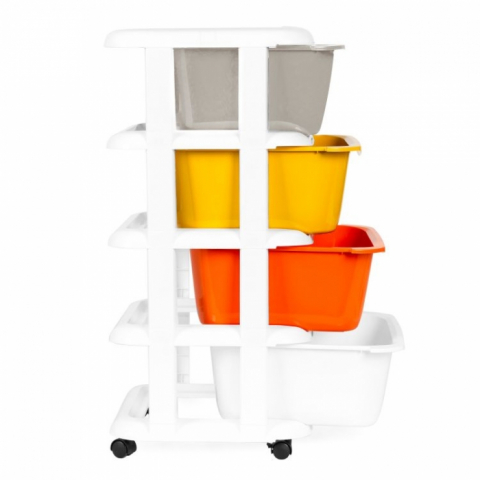 Raft pe roti cu 4 compartimente pentru depozitarea jucariilor ModernHome - Multicolor [2]