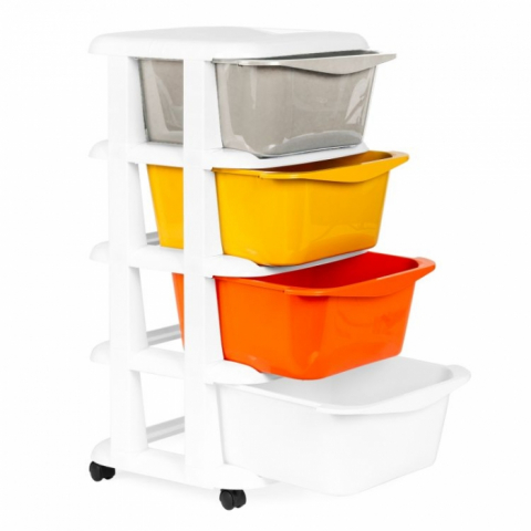 Toate produsele - Raft pe roti cu 4 compartimente pentru depozitarea jucariilor ModernHome - Multicolor