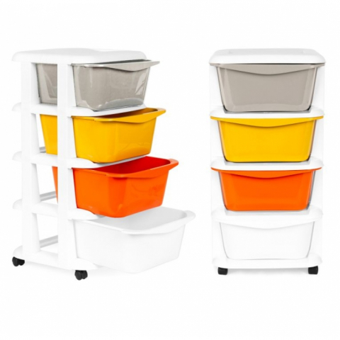 Raft pe roti cu 4 compartimente pentru depozitarea jucariilor ModernHome - Multicolor [1]