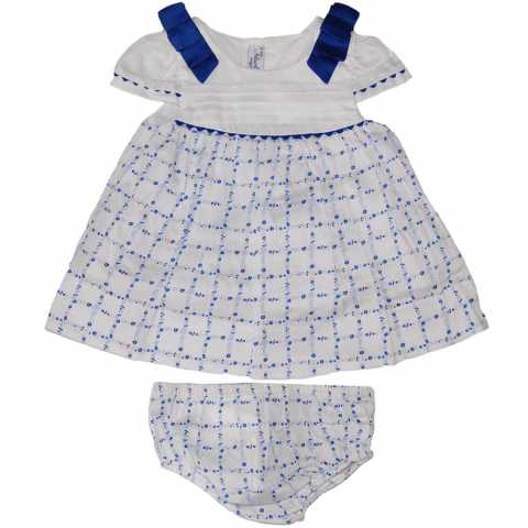 Jucarii 0-1 ani - Rochie alb/albastru (1847), 50 cm / 0-1 luni