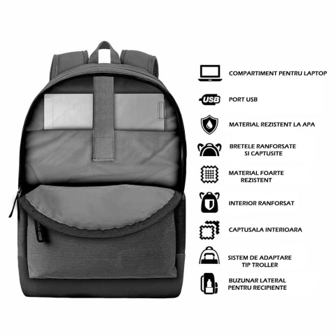 Rucsac Harry Potter Hogwarts Brown cu port USB, 30x44x17 cm [2]