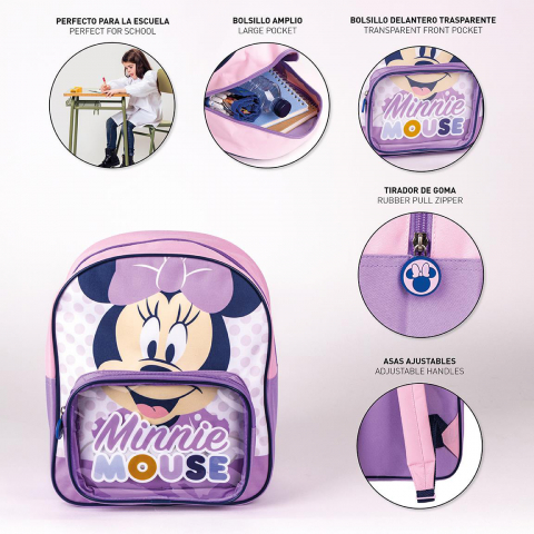 Rucsac Minnie Mouse cu buzunar transparent, 25x30x12 cm [6]